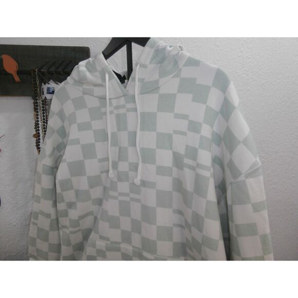 Wild Fable Soft Jade Checked Sweatshirt Pullover Hoodie Size L - Picture 2 of 5